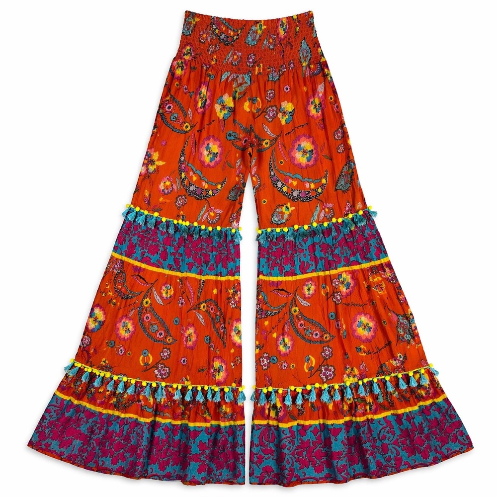 Antica Sartoria Giacomo Cinque Boho Festival Tassel Wideโ Leg Pants OS retro 70s